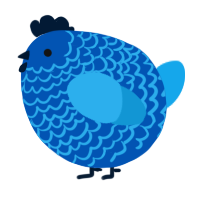 A ultramarine and sky chicken with a lace pattern