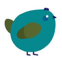 A teal and olive chicken