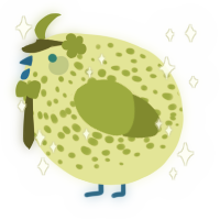 A lemon and chartreuse chicken with a speckle pattern