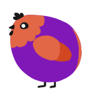 A violet and vermilion chicken with a head pattern