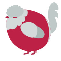 A crimson and silver chicken with a head pattern
