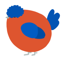 A vermilion and ultramarine chicken