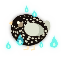 A black and silver chicken with a speckle pattern