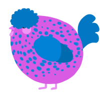 A orchid and sapphire chicken with a speckle pattern