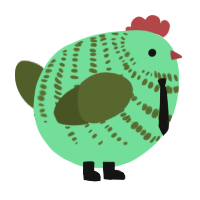 A spring and olive chicken with a bar pattern