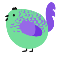 A spring and blurple chicken with a half-lace pattern