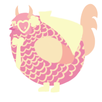 A orchid and pink chicken with a lace pattern