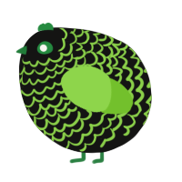 A black and grass chicken with a lace pattern
