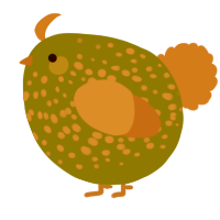 A olive and brown chicken with a speckle pattern