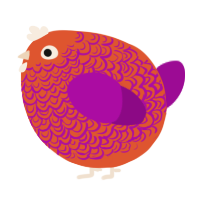 A vermilion and plum chicken with a double-lace pattern
