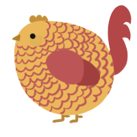 A honey and red chicken with a lace pattern