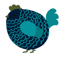 A tumblr and teal chicken with a lace pattern
