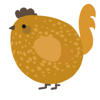 A ochre and orange chicken with a speckle pattern
