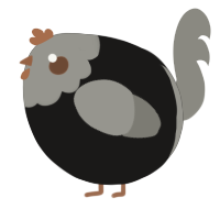 A sable and ash chicken with a head pattern