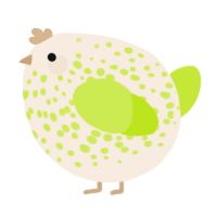 A cream and lime chicken with a speckle pattern