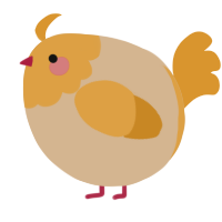 A beige and orange chicken with a head pattern