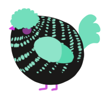 A sable and mint chicken with a bar pattern