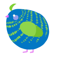 A sapphire and grass chicken with a bar pattern