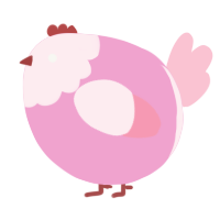 A pink and rose chicken with a head pattern