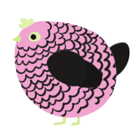 A pink and sable chicken with a lace pattern