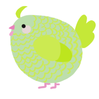 A gluppy and lime chicken with a lace pattern
