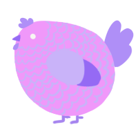 A lavender and lilac chicken with a lace pattern