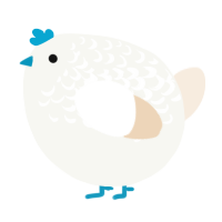 A white and cream chicken with a half-lace pattern