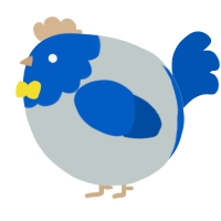 A silver and ultramarine chicken with a head pattern