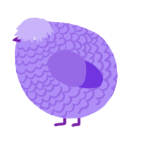 A lilac and blurple chicken with a lace pattern