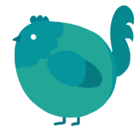 A turquoise and teal chicken with a head pattern