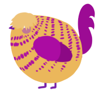 A honey and plum chicken with a bar pattern