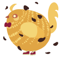A orange and honey chicken with a bar pattern