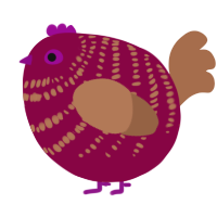 A maroon and brown chicken with a bar pattern