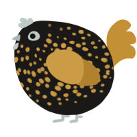 A sable and gold chicken with a speckle pattern