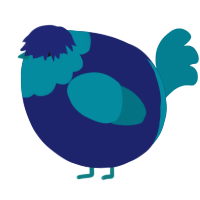 A navy and sea chicken with a head pattern