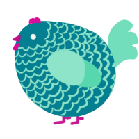 A sea and mint chicken with a lace pattern