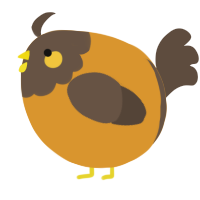 A orange and bark chicken with a head pattern