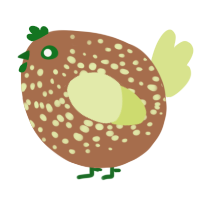 A brown and lemon chicken with a speckle pattern