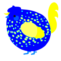 A ultramarine and apple chicken with a speckle pattern