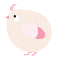 A cream and rose chicken with a bar pattern