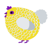 A yellow and mist chicken with a lace pattern