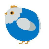A sapphire and silver chicken with a head pattern