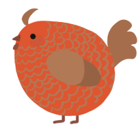 A vermilion and brown chicken with a lace pattern