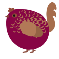 A maroon and brown chicken with a half-lace pattern
