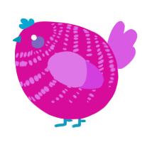 A fuchsia and orchid chicken with a bar pattern
