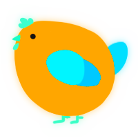 A orange and cerulean chicken