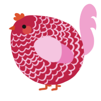 A crimson and pink chicken with a lace pattern