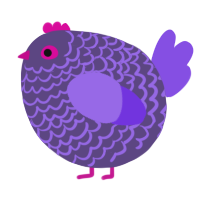 A overcast and blurple chicken with a lace pattern