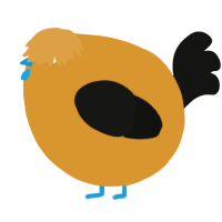 A orange and black chicken