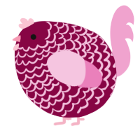 A maroon and pink chicken with a lace pattern